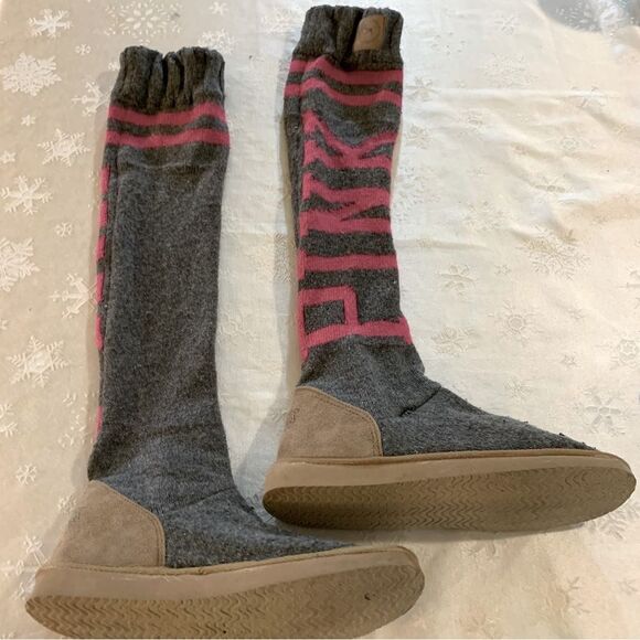 Victoria's Secret Shoes - Vintage Pink by Victoria's Secret Knit Sock Boots knee High 23” Sz 10 Gorgeous